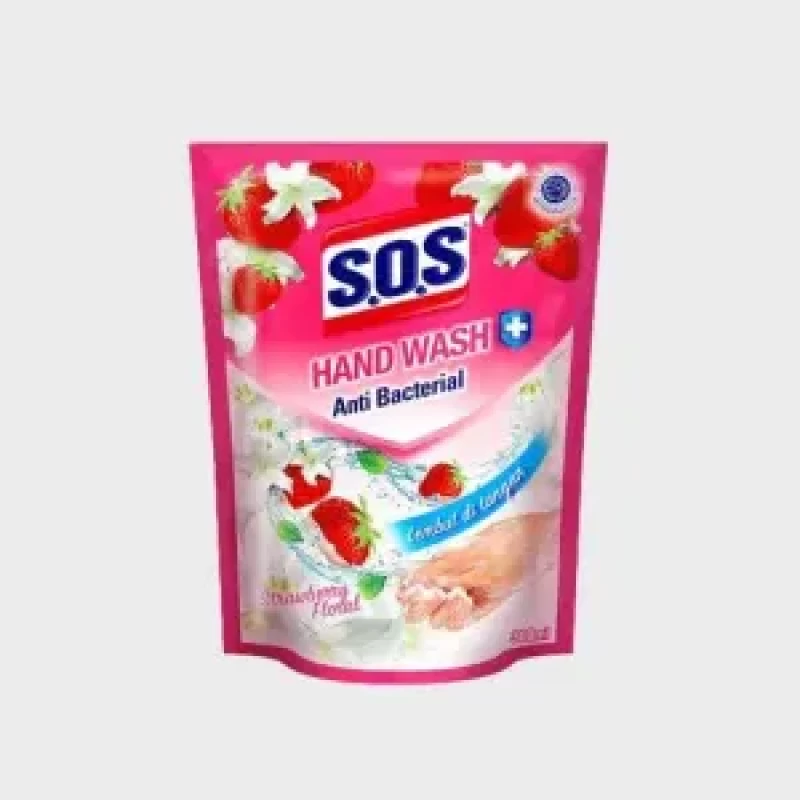 SOS Sabun Cuci Tangan Strawberry Pouch ( 300 ml )